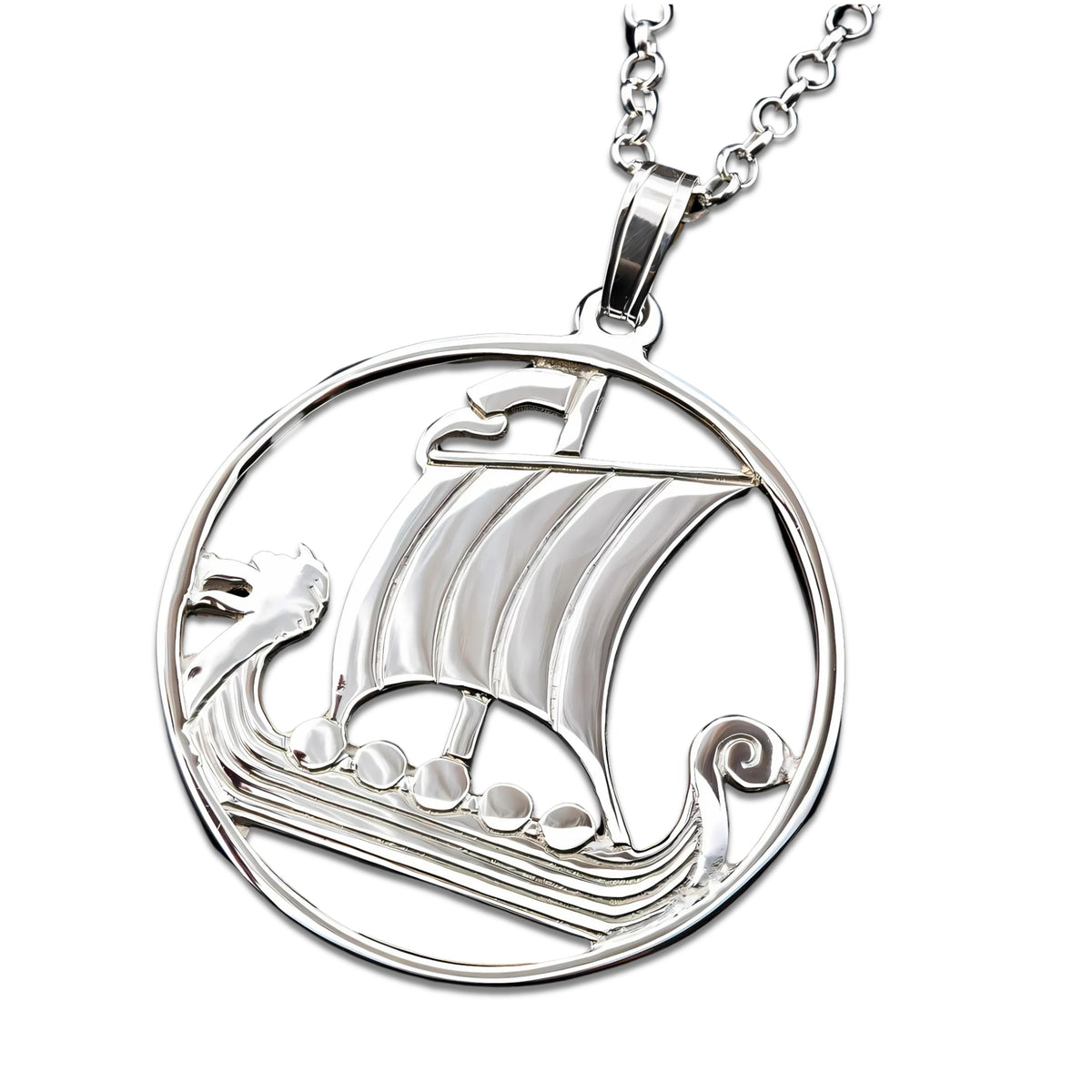 Silver Or Gold Viking Ship Pendant - P15-s