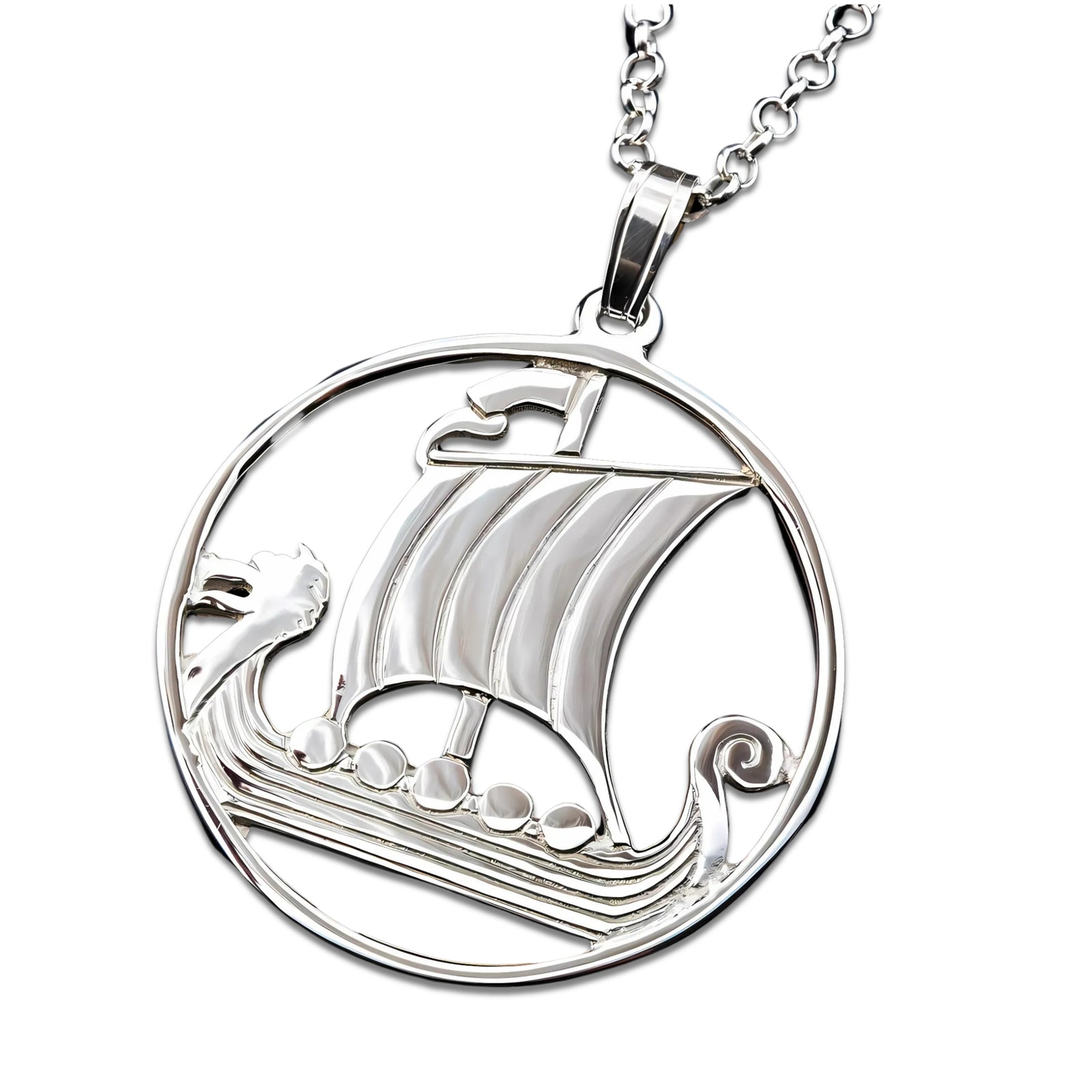 Silver Or Gold Viking Ship Pendant - P15- Shetland