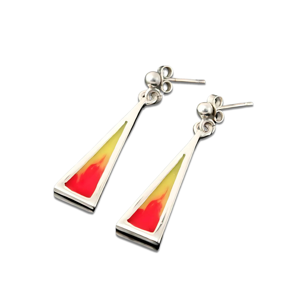 Silver And Enamel Celtic Fire Triangle Earrings - CFE17- Shetland