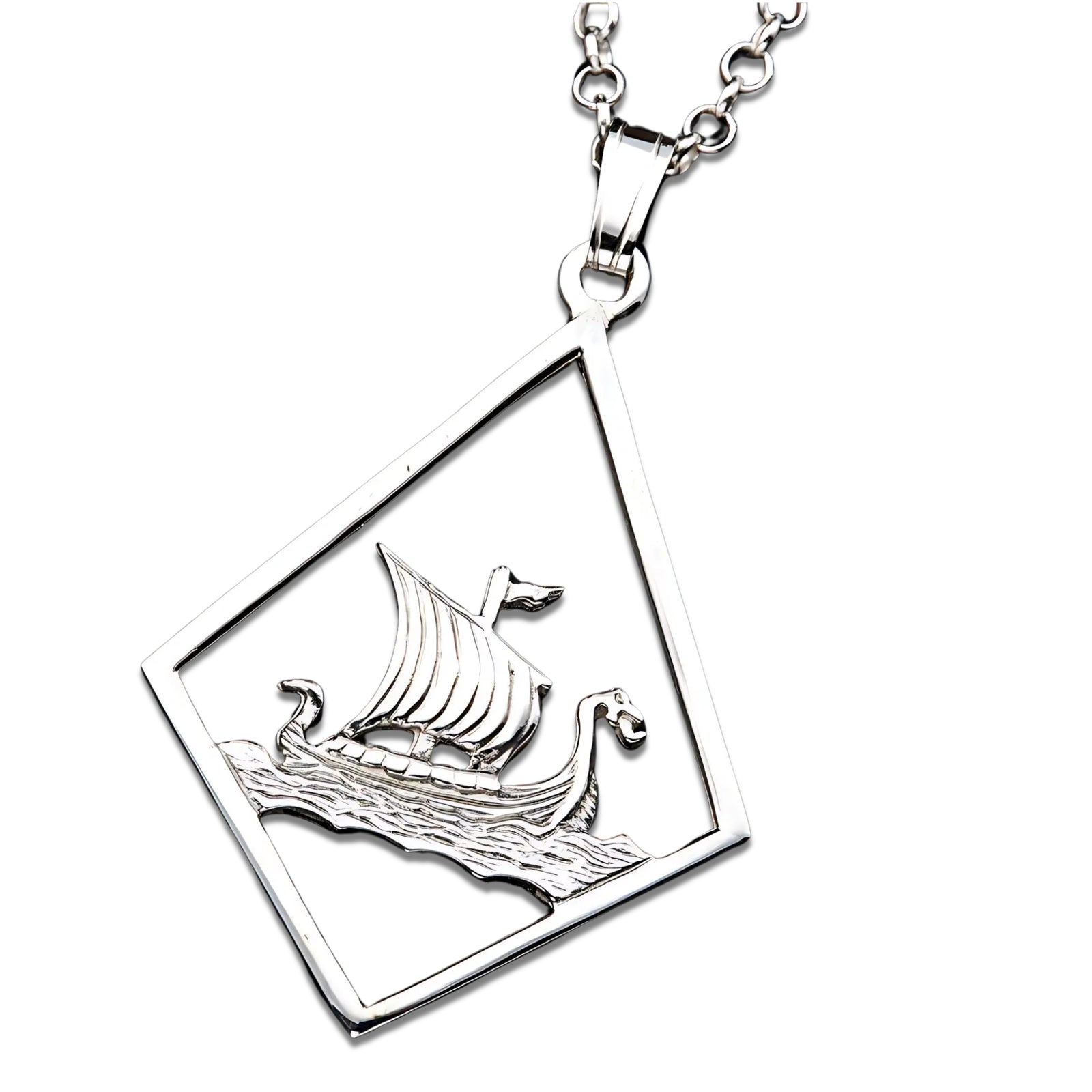 Silver Or Gold Viking Ship Pendant - P40- Shetland