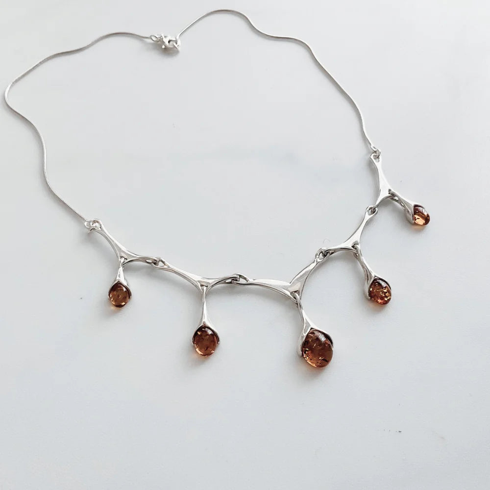 Sterling Silver and Amber Necklace N3