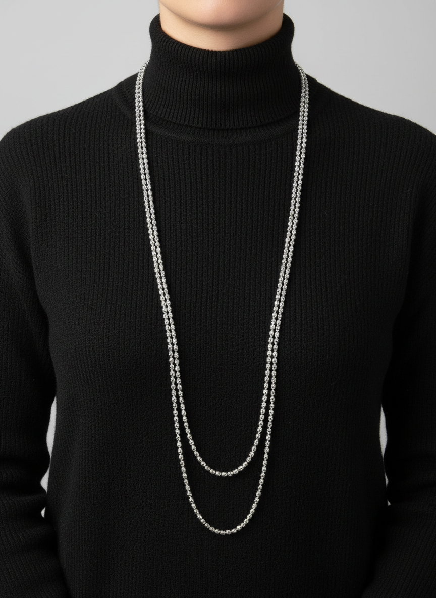 Fashion Jewellery Silver Coloured Beaded Necklace