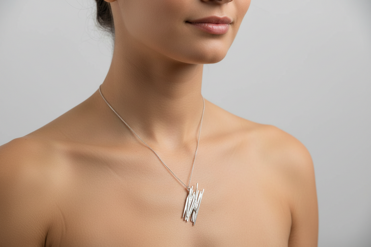 Chris Lewis Sterling Silver Large Tweed Pendant