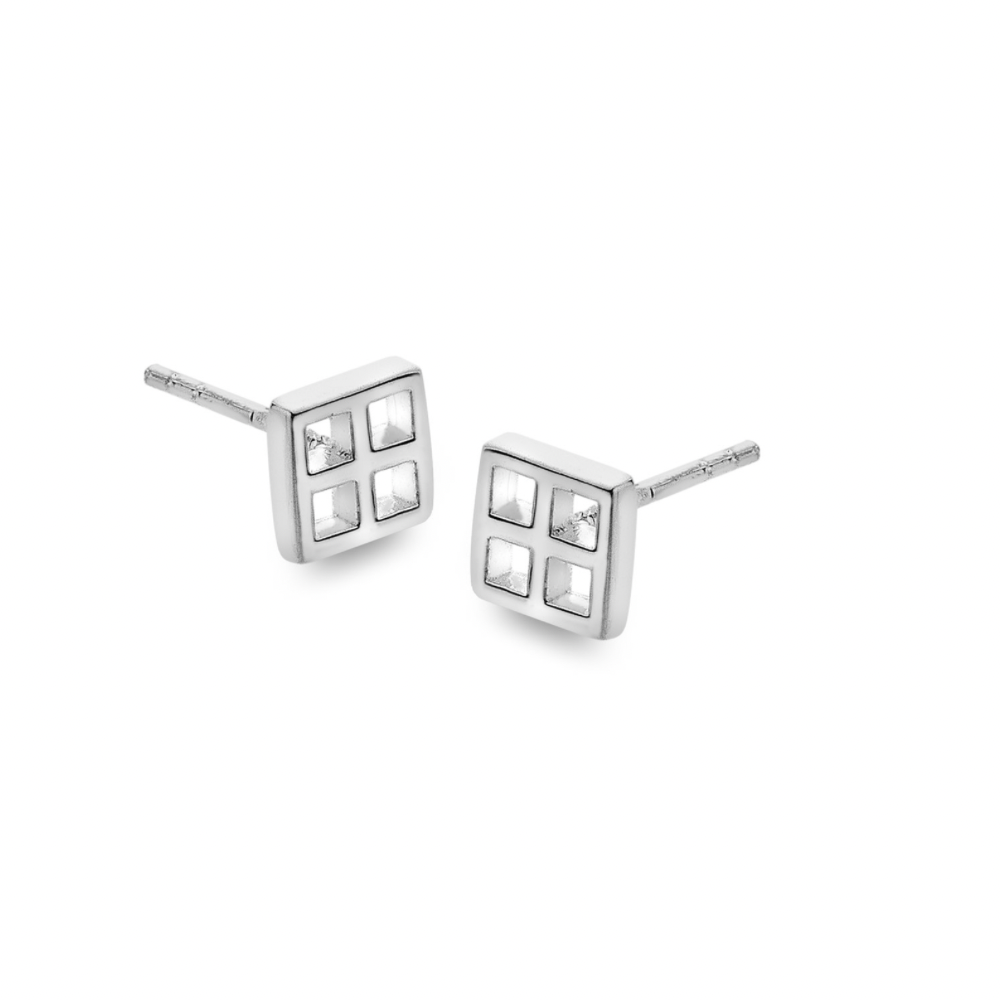 Silver Mackintosh Squares Earrings-6144 sea gems