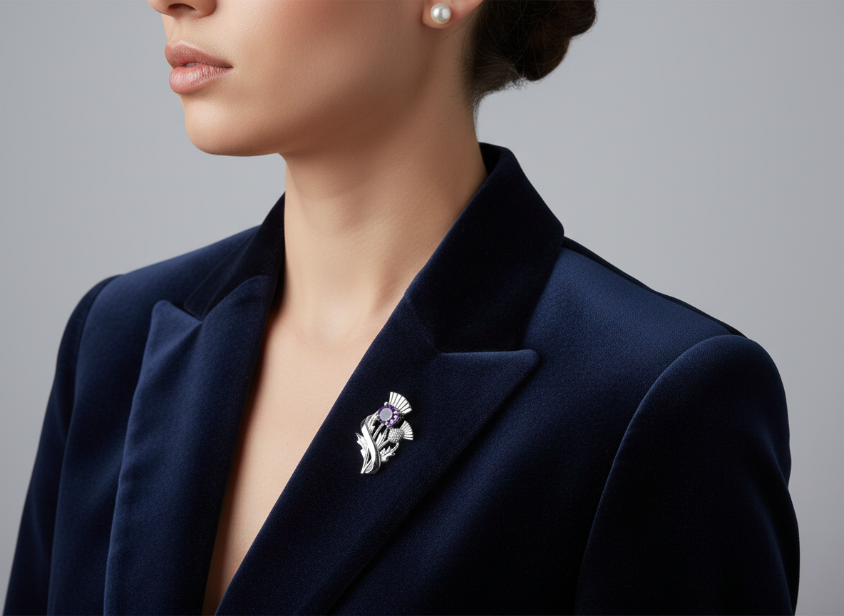 Sterling SilverThistle Brooch - Amethyst - Cairn