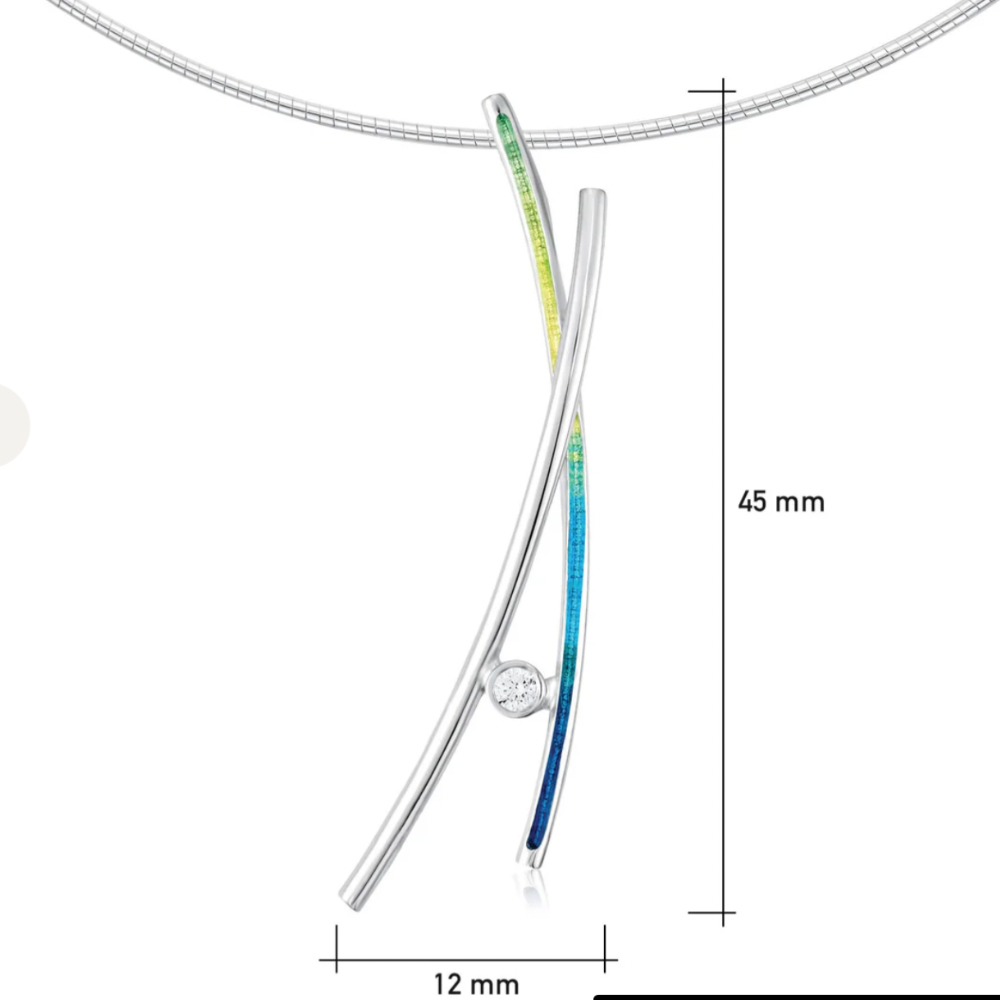 Grasses Silver and Enamel Necklet - ESN187 Shelia Fleet