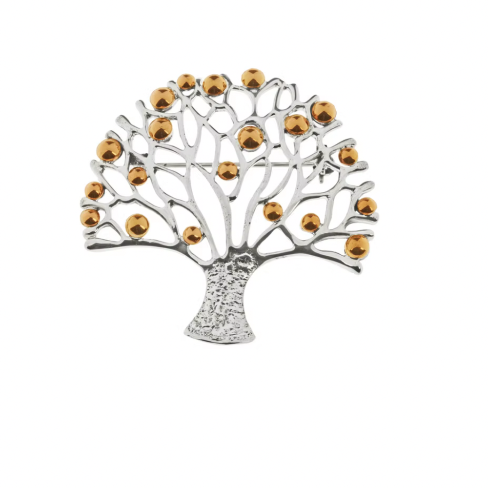 Silver &amp; Copper Large Tree of Life Brooch Tianguis Jackson