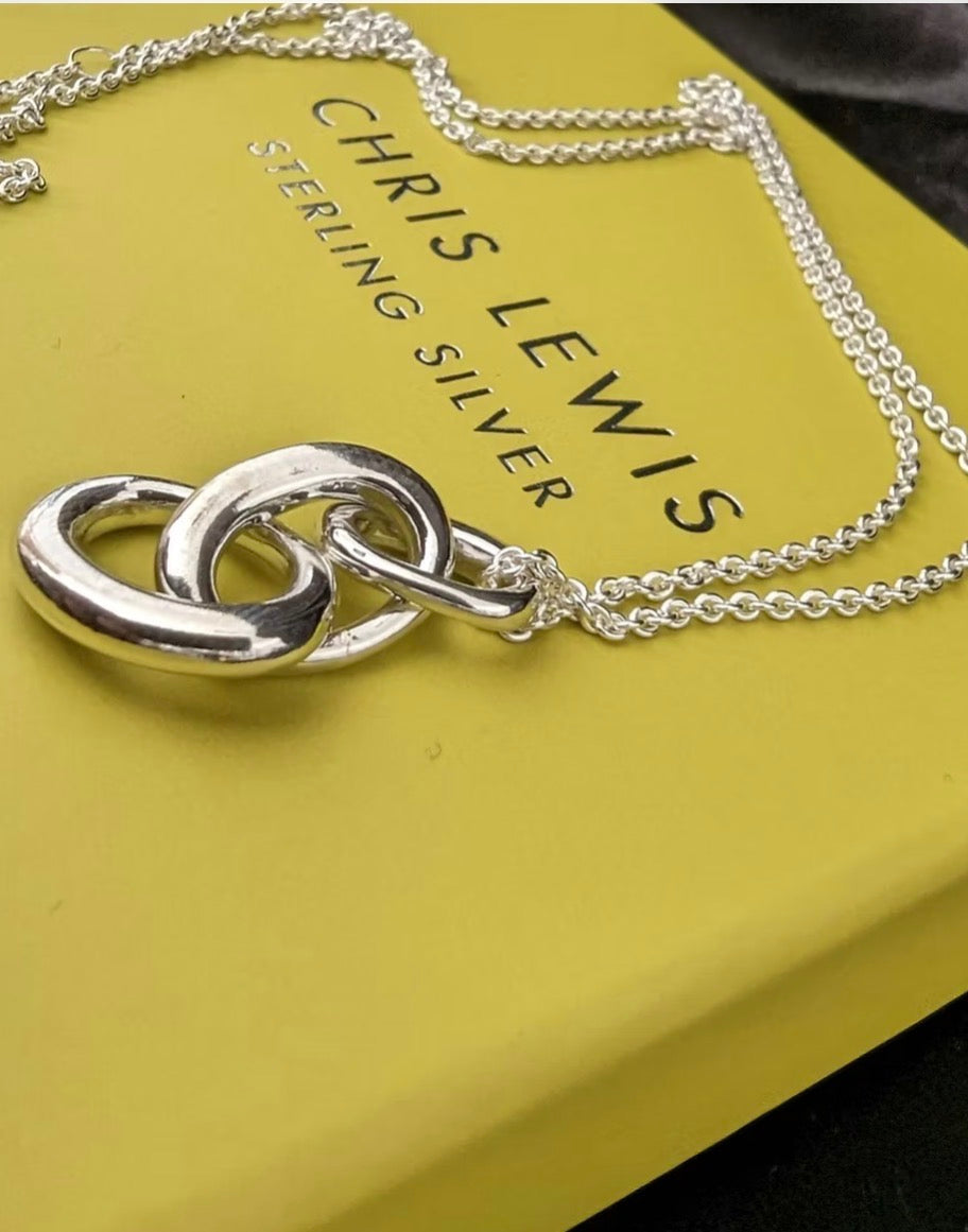 Chris Lewis Sterling Silver Polished Tane  Chain Link Pendant