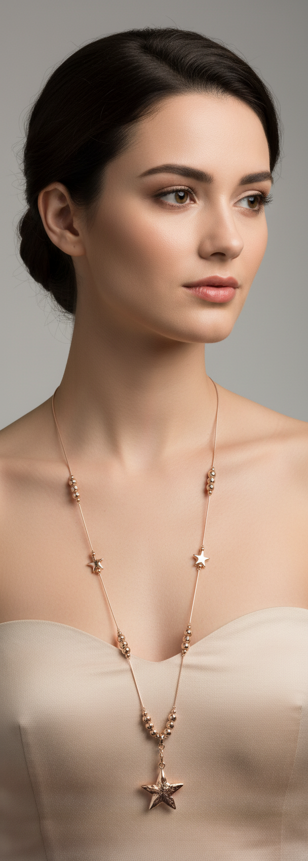 Fashion Jewellery Rose Gold Coloured Star Necklace