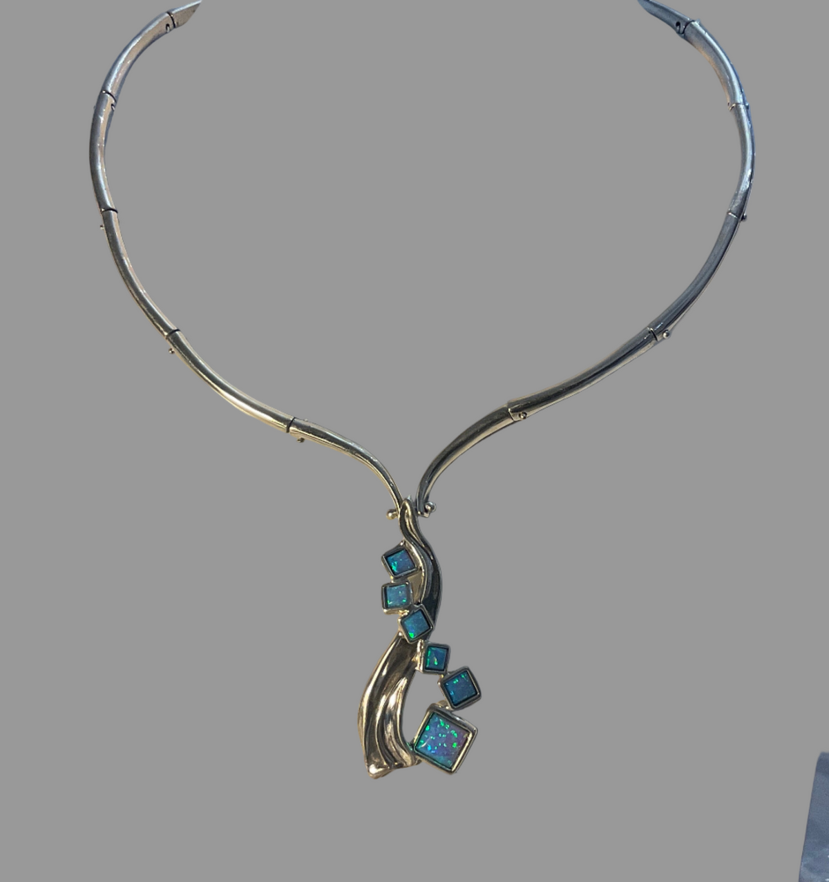 Silver &amp; Opaline Necklet D211 Hagit Gorali