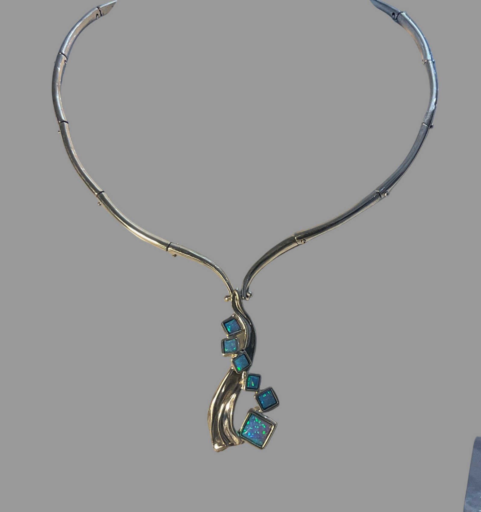 Silver & Opaline Necklet D211 Hagit Gorali