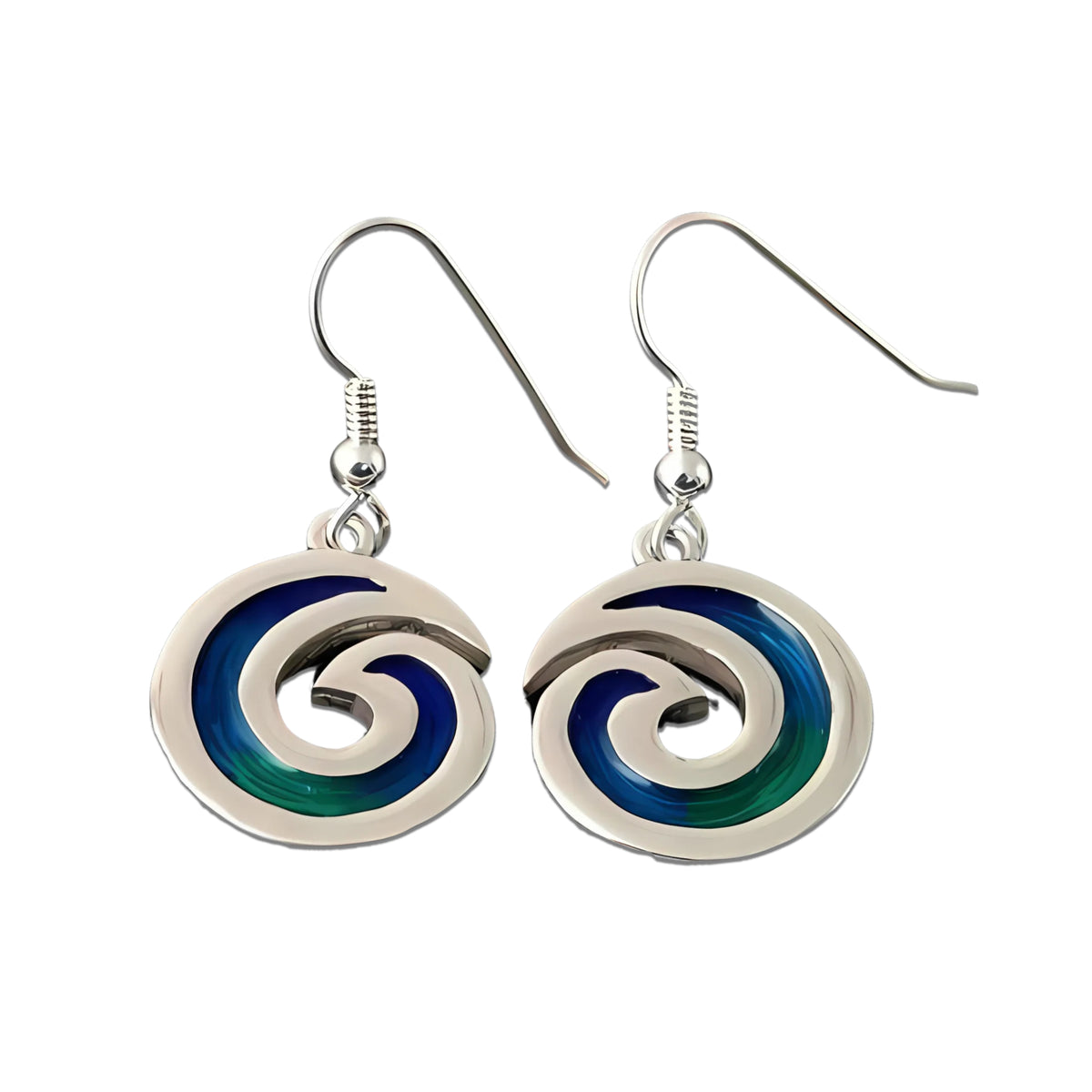 Silver And Enamel Wave Earrings - SSE22 Shetland