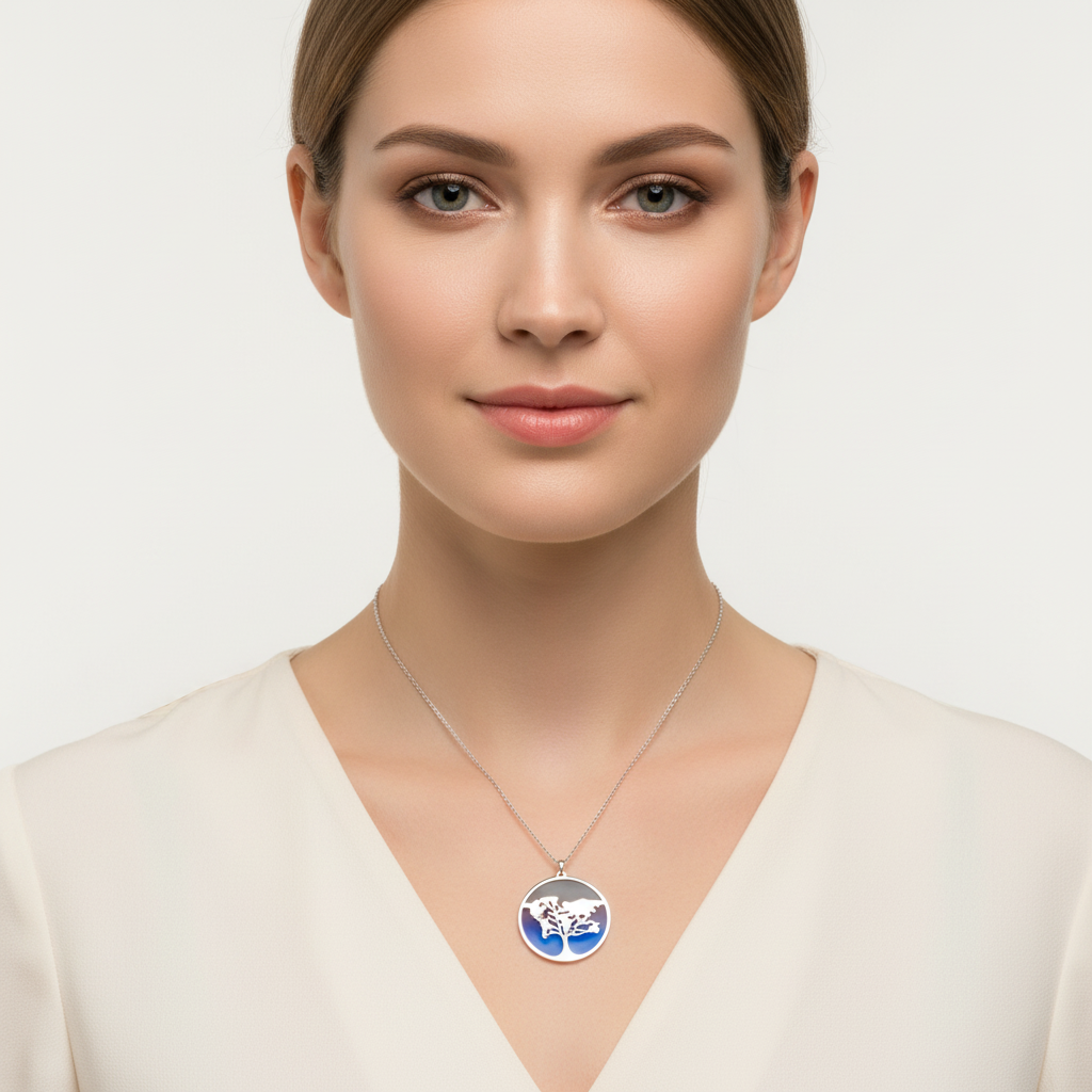 Titanium and Silver Tree Of Life  Pendant.565LBJ