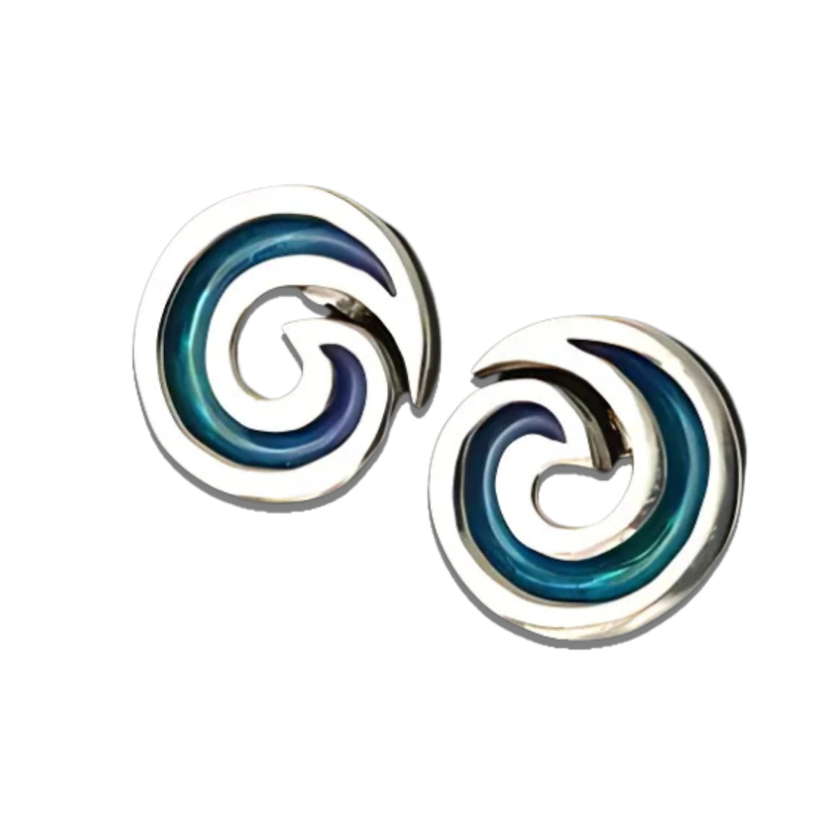 Silver And Enamel Wave Earrings - SSE22 Shetland