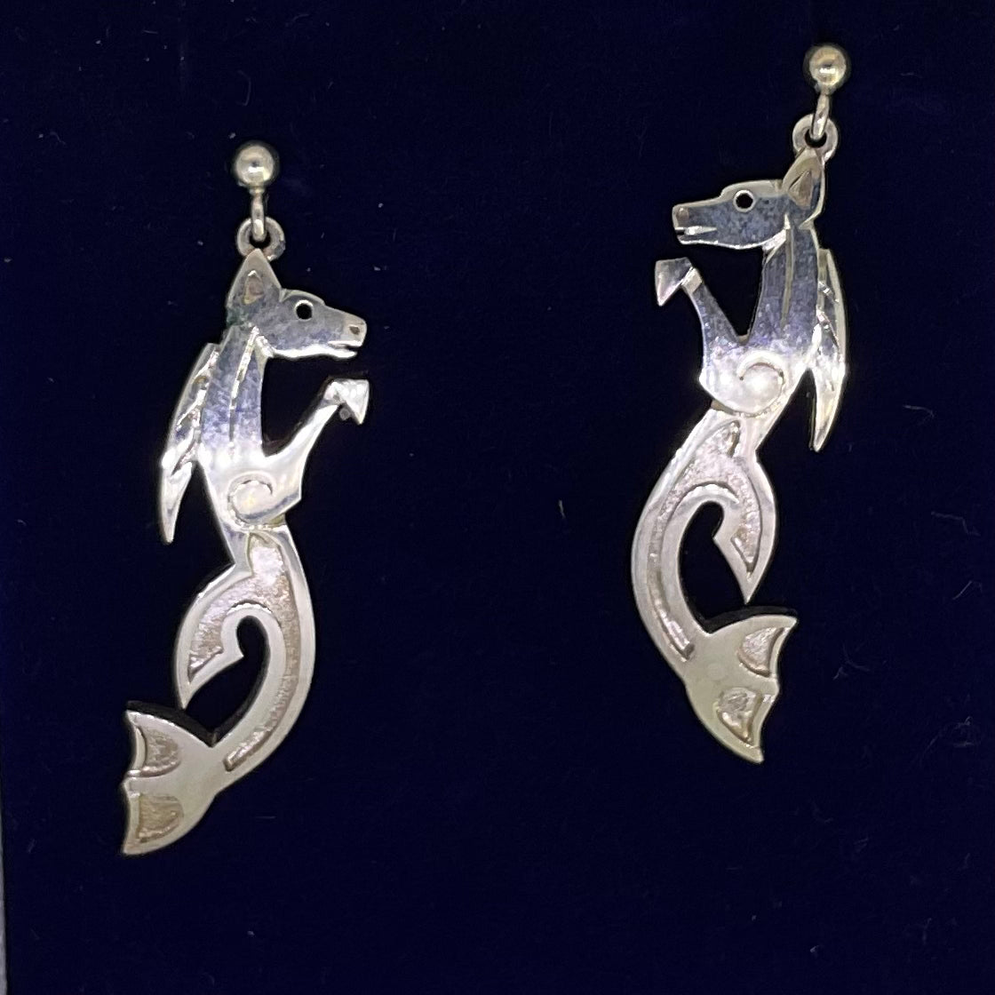 Sea Kelpies Silver Celtic Earrings -