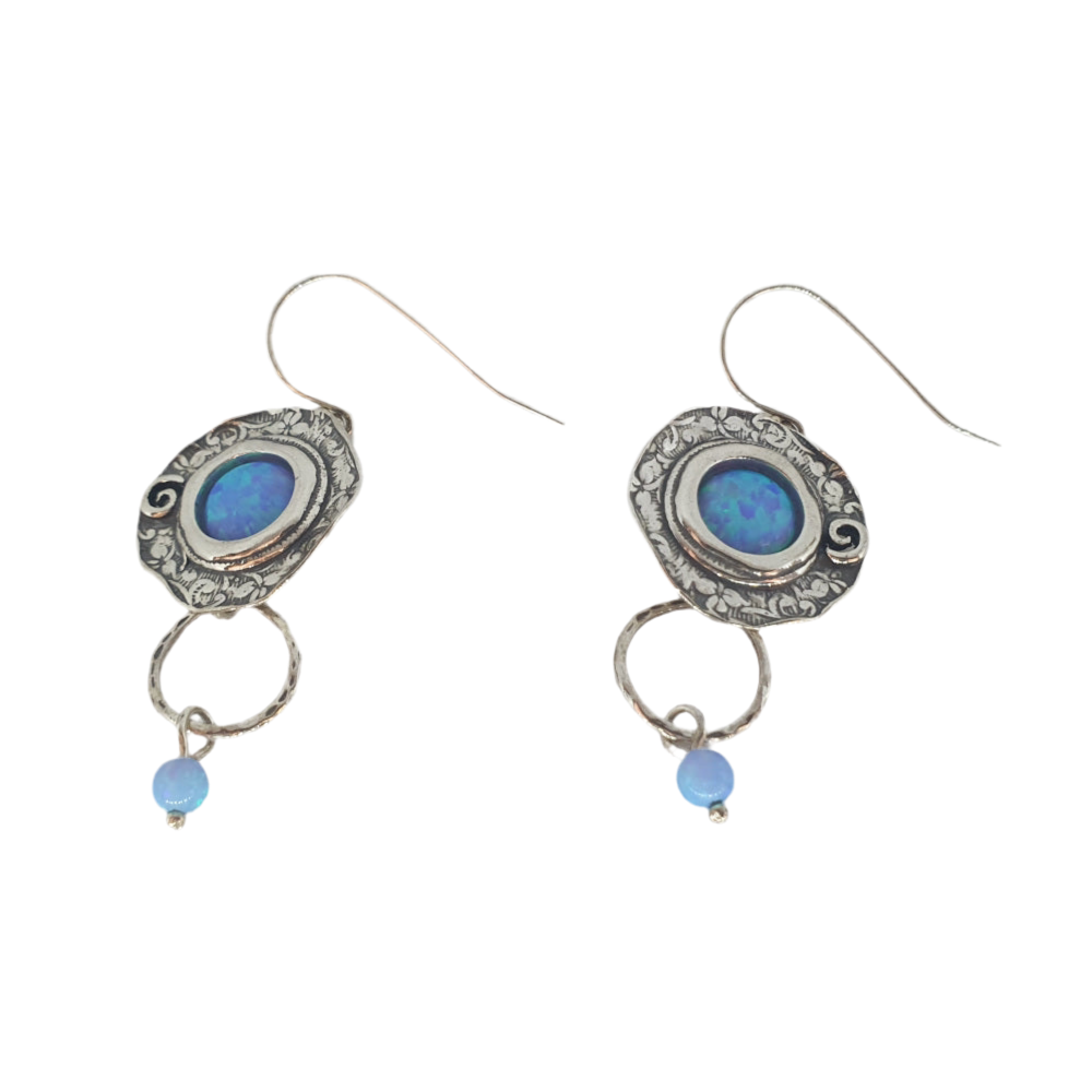 Designer Sterling Silver and Opaline Earrings