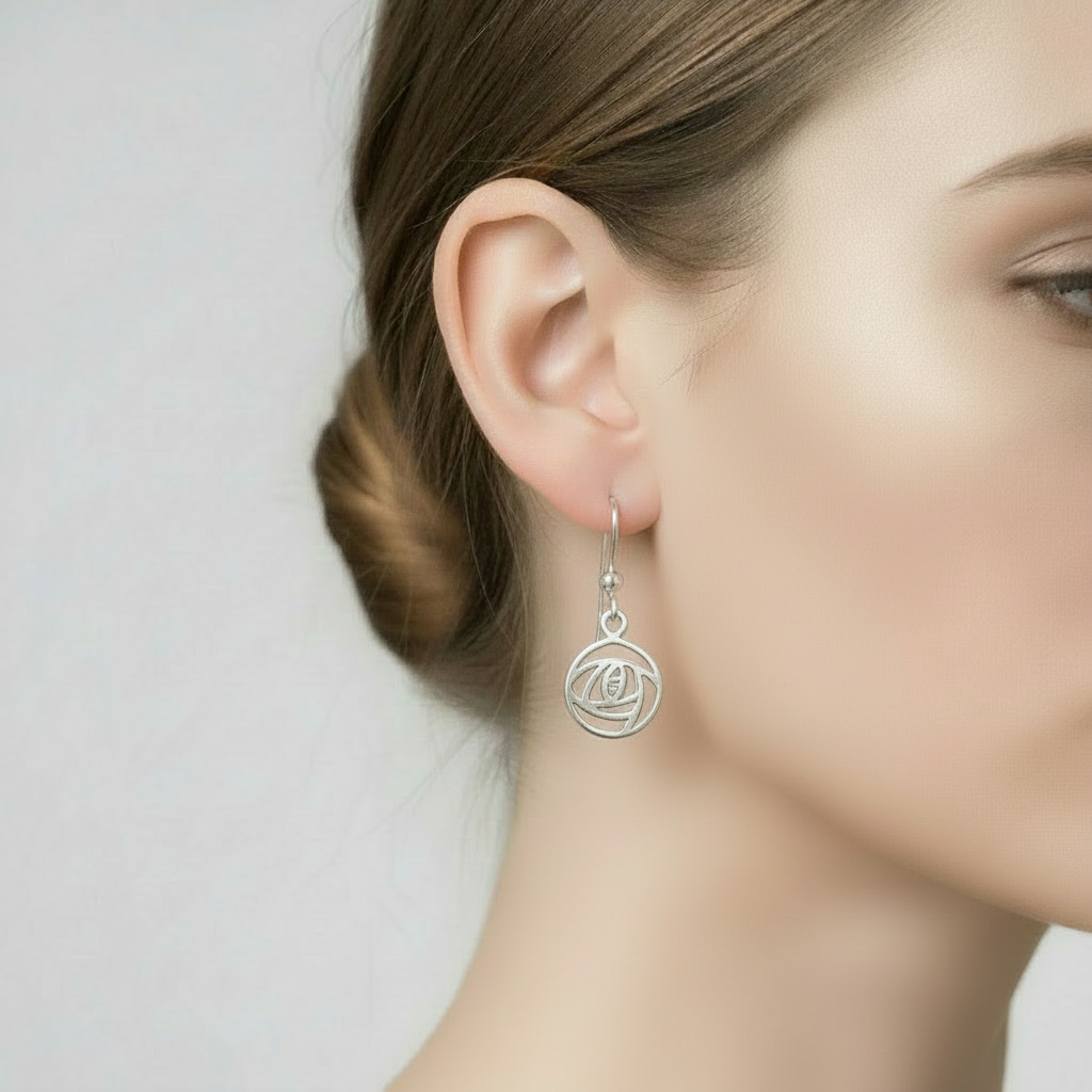 Sea Gems Sterling Silver Mackintosh Rose Earrings  - 6055