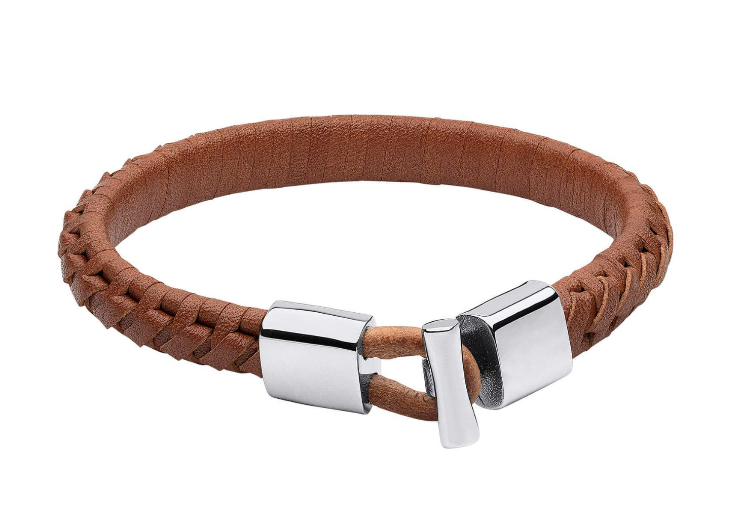 Fred Bennett Brown Leather Bracelet with Steel Buckle -