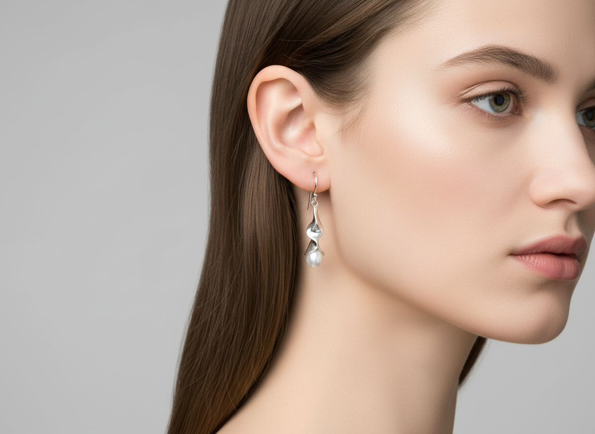 Sterling Silver and Pearl Drop Earrings L433 Hagit Gorali