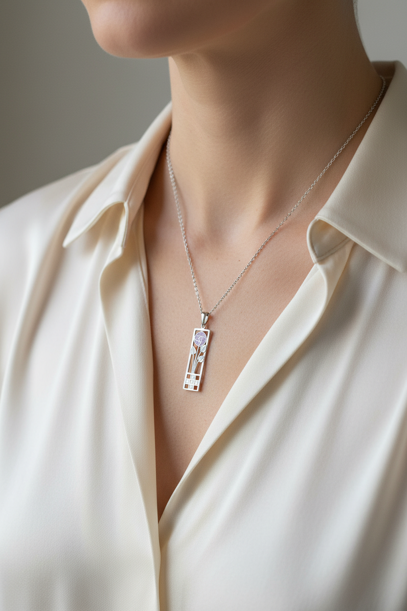Sterling Silver Mackintosh Pendant - Fine Enamels.