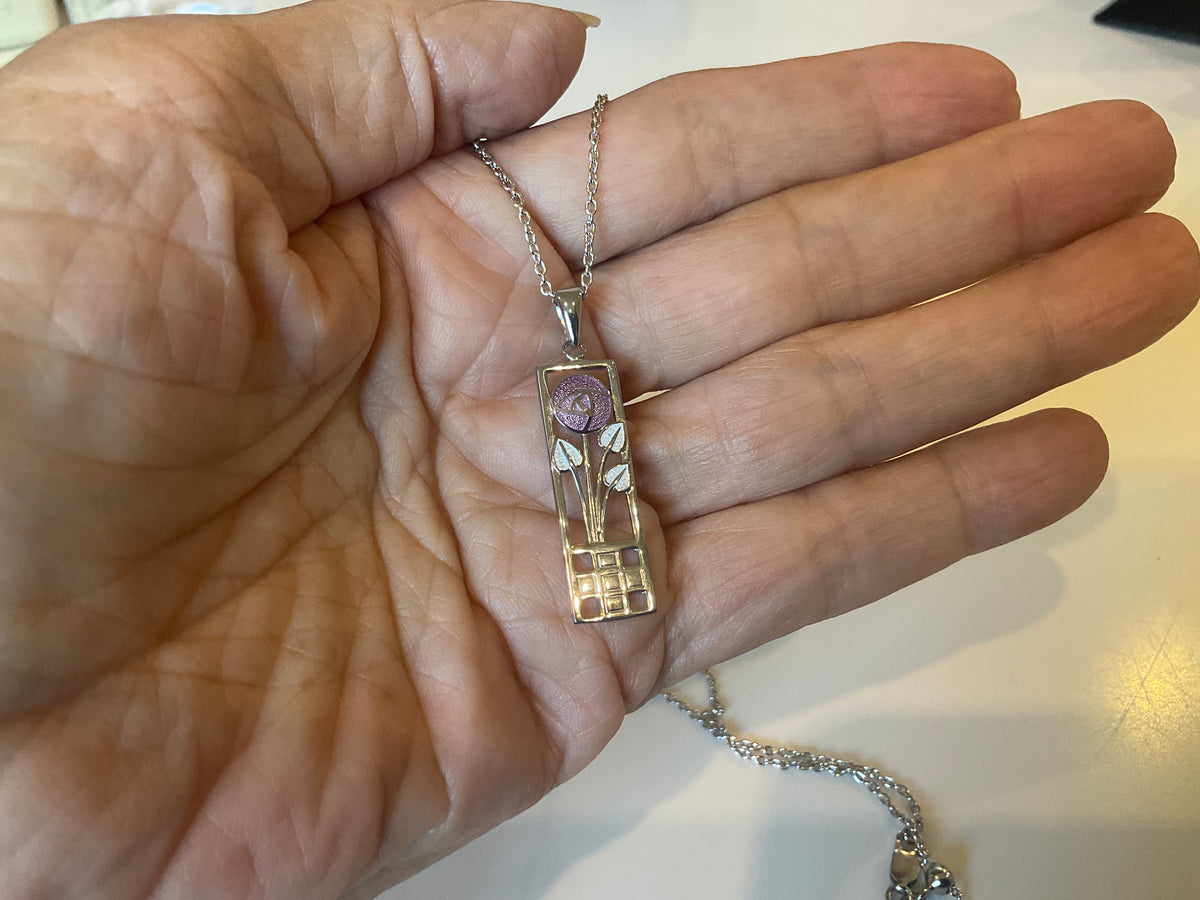 Sterling Silver Mackintosh Pendant - Fine Enamels.