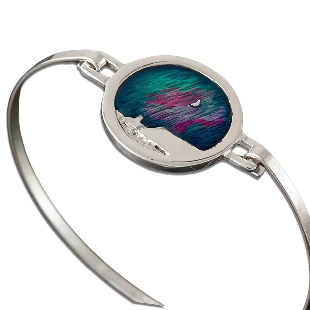 Sterling Silver Mirrie Dancers Round Bangle - MDBA09 Shetland