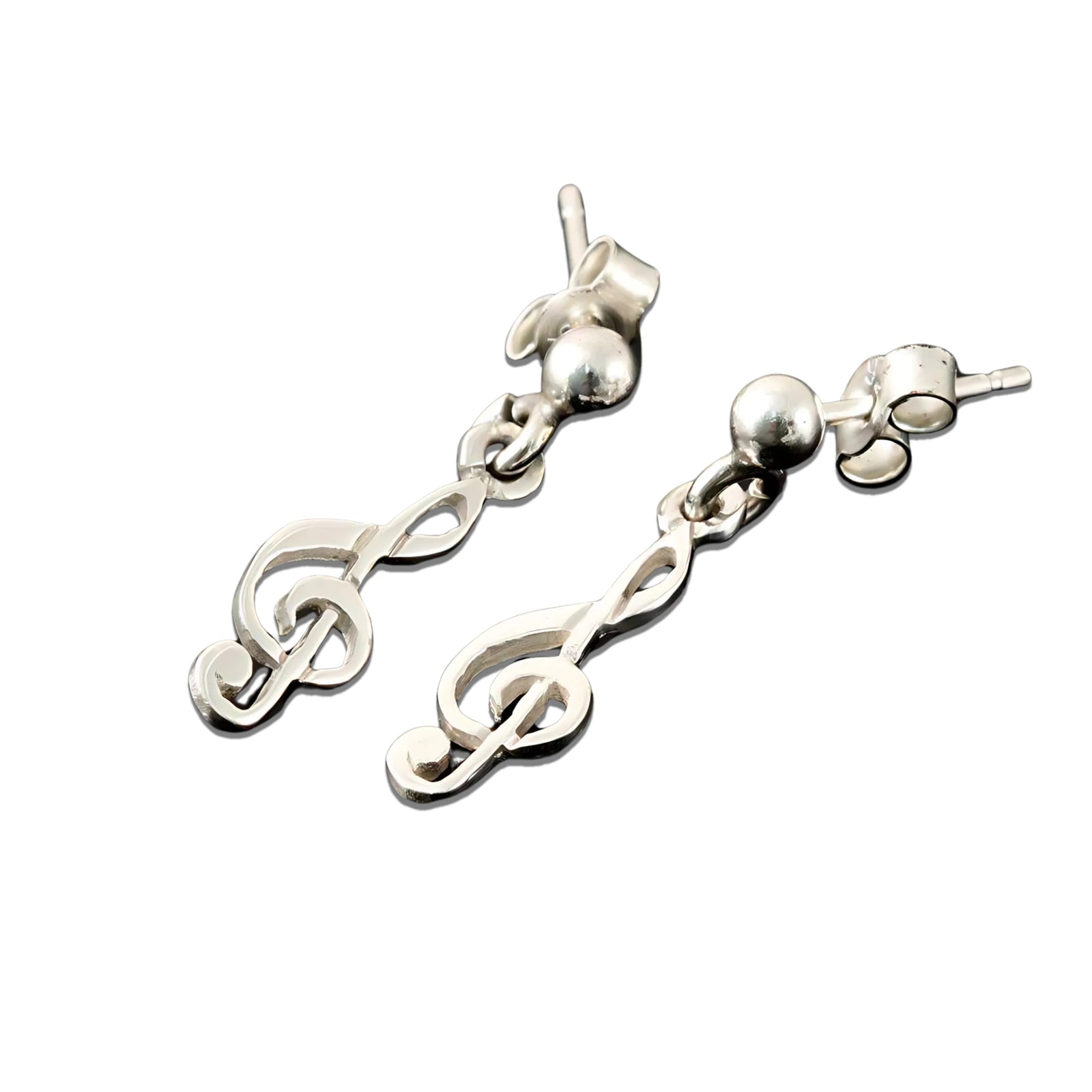Silver Or Gold Mini Treble Clef Musical Note Earrings - E59- Shetland