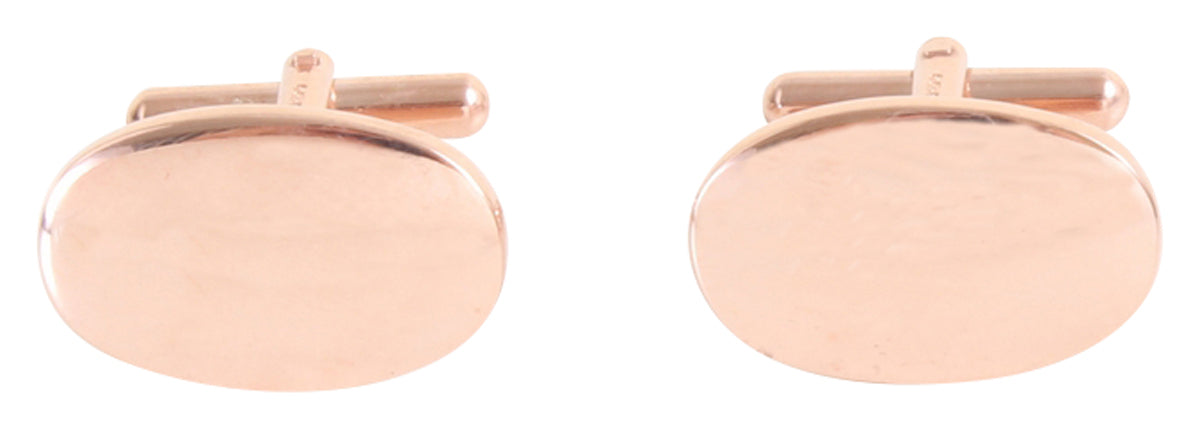 Rose Gold Plated Oval Sterling Silver Cufflinks