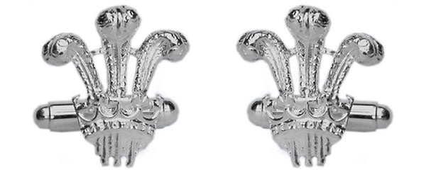 Prince of Wales Feathers Sterling Silver Cufflinks