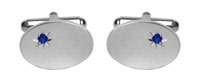Sapphire Star Set Oval Hallmark Sterling Silver Cufflinks