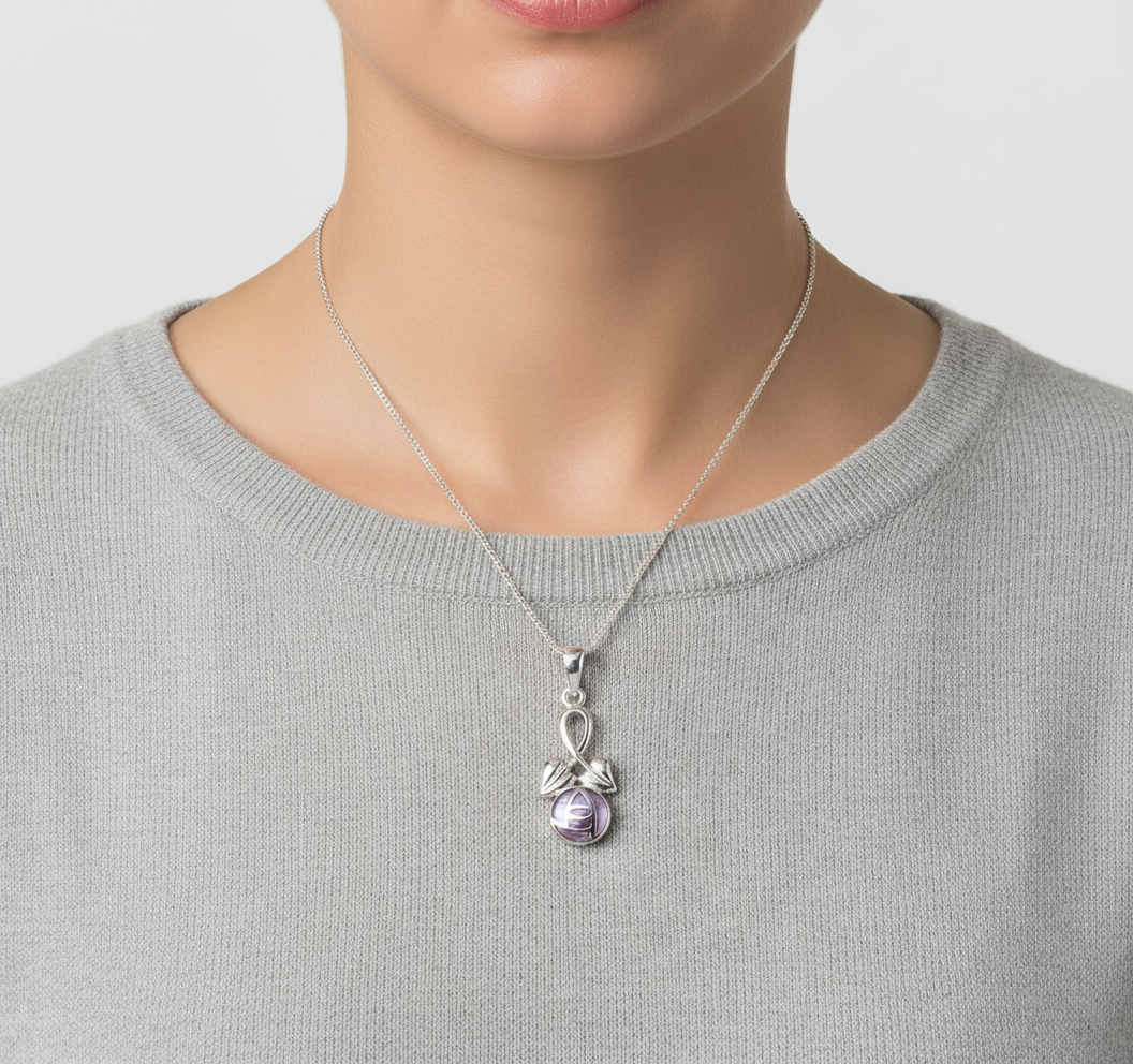 Sea Gems Sterling Silver and Enamel Mackintosh Rose Pendant  - 6123MP