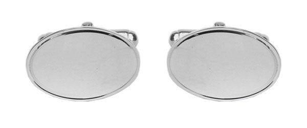 Lined Edge Oval Sterling Silver Cufflinks