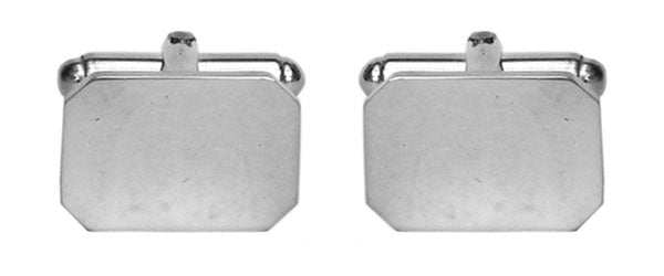 Cut Corner Rectangular Hallmarked Silver Cufflink