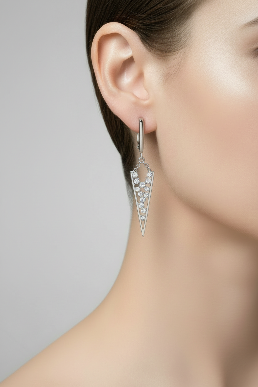 Sterling Silver Earrings Set With Cubic Zirconia.Tokash 701252