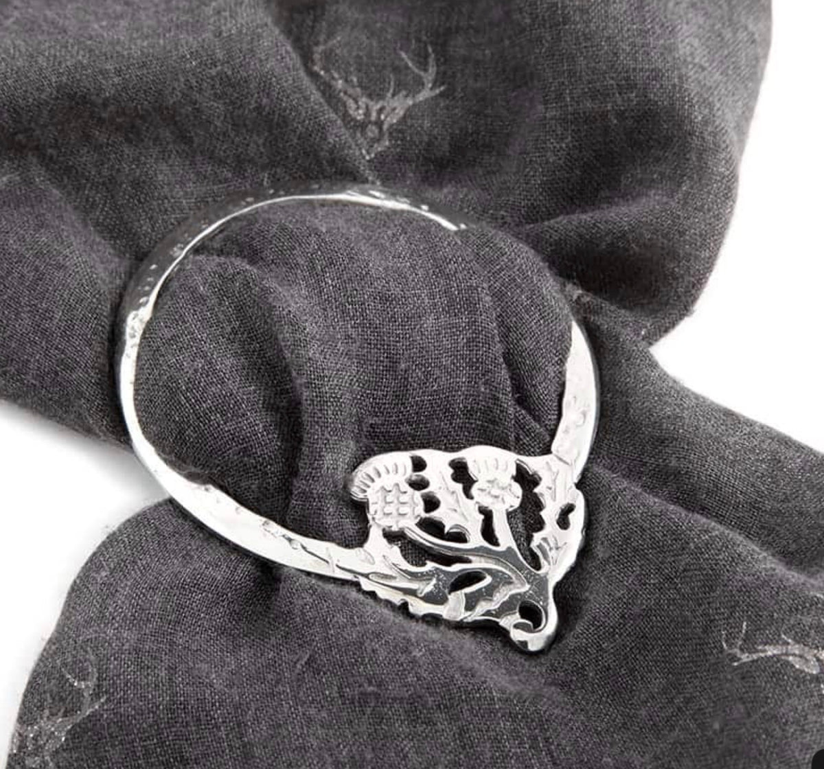 Pewter Double Thistle Scarf Ring.LSR24 Pewtermill