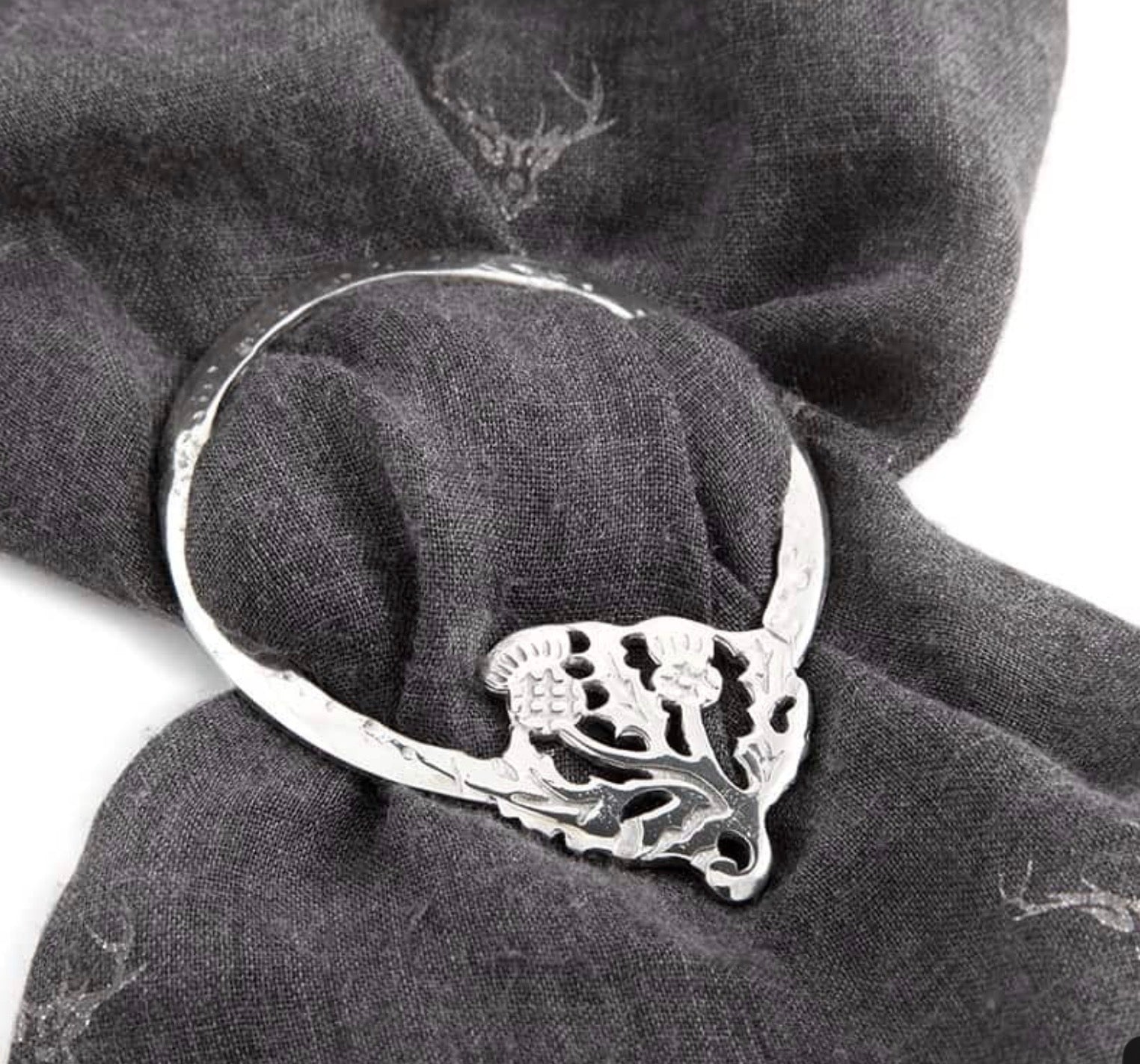 Pewter Double Thistle Scarf Ring.LSR24 Pewtermill
