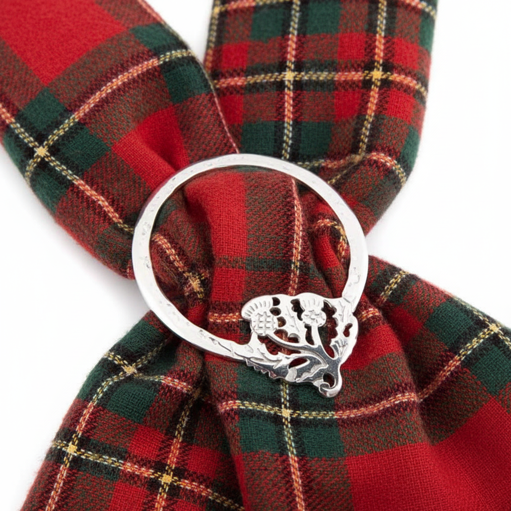 Pewter Double Thistle Scarf Ring.LSR24 Pewtermill