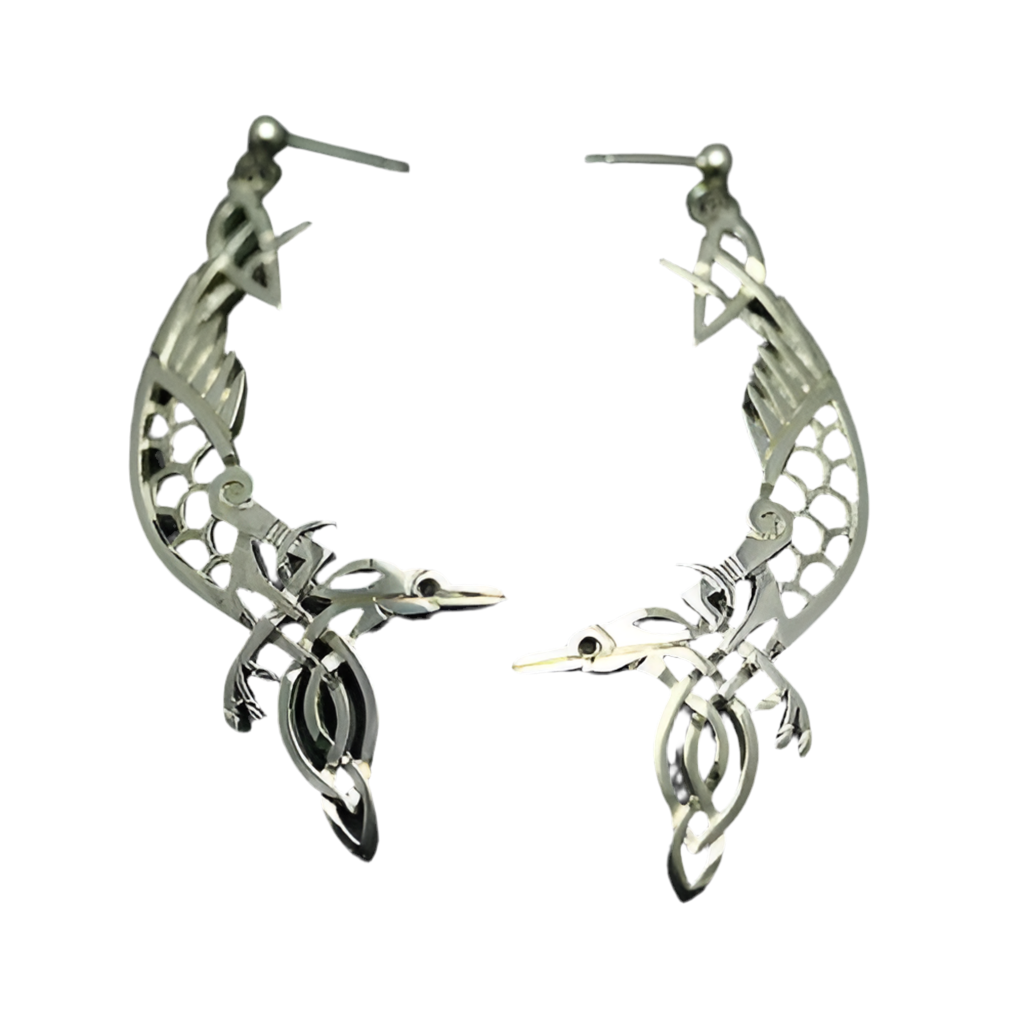 Mithril Silver Celtic Earrings Z12-Ogham Jewellery