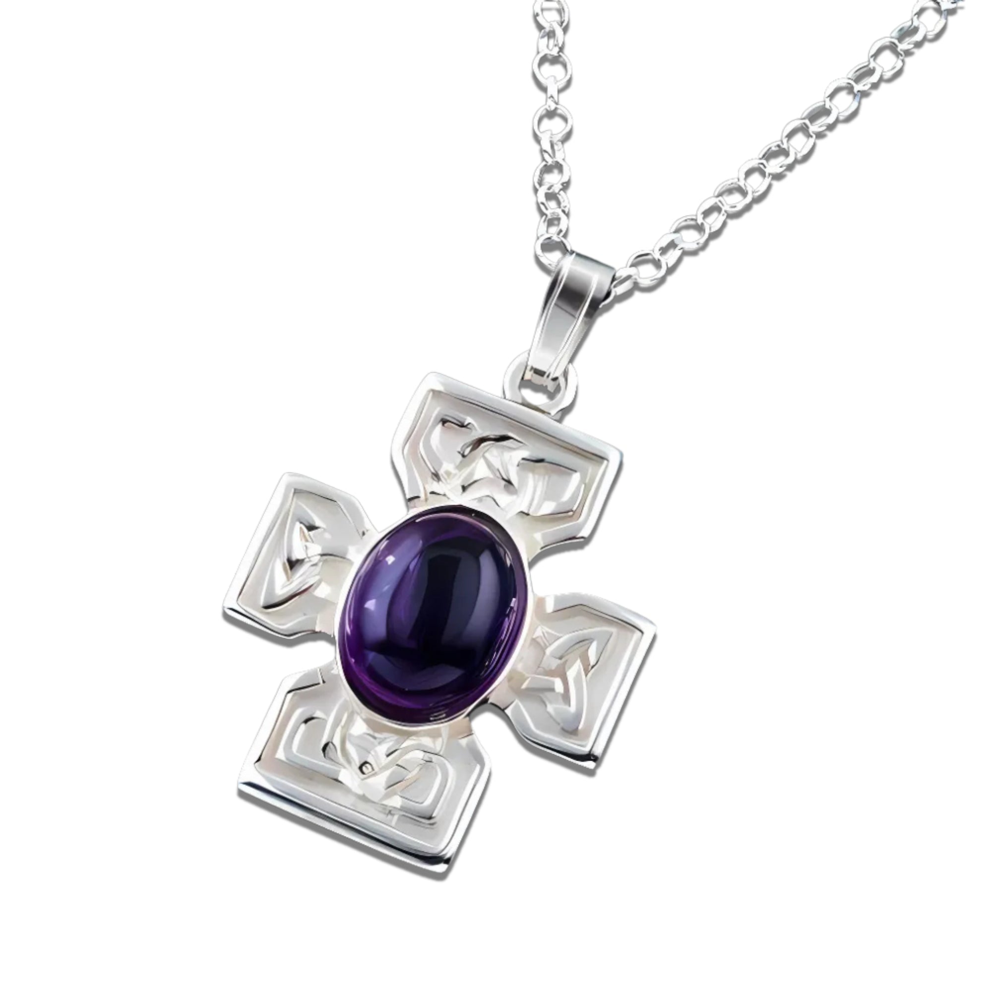 Silver or Gold Amethyst Celtic Cross - AP294A
