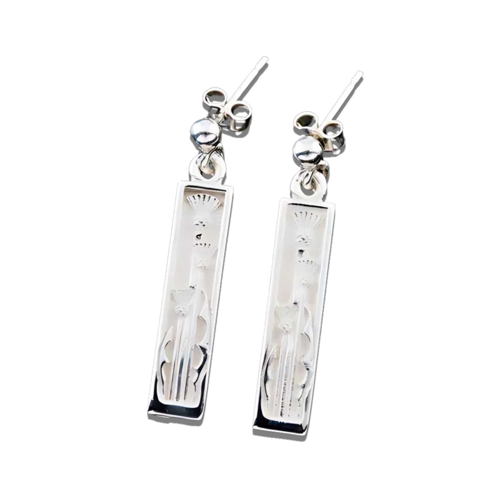 Sterling Silver or Gold Thistle Earrings - E321