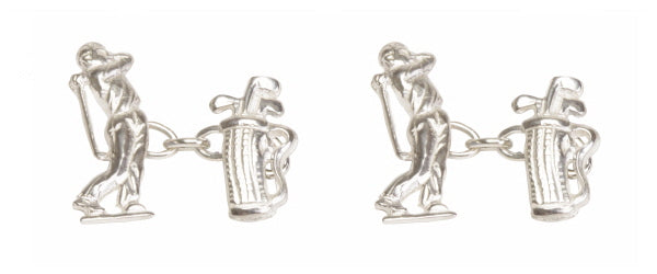 Golfer Sterling Silver Chain Link Cufflinks
