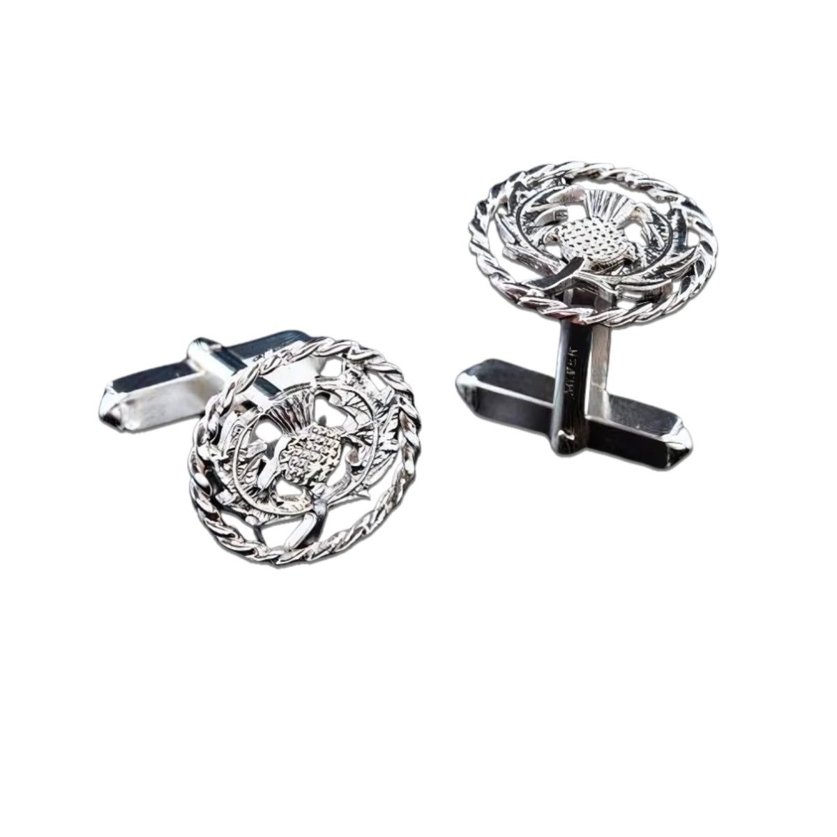 Silver Thistle Cufflinks - C323 Shetland
