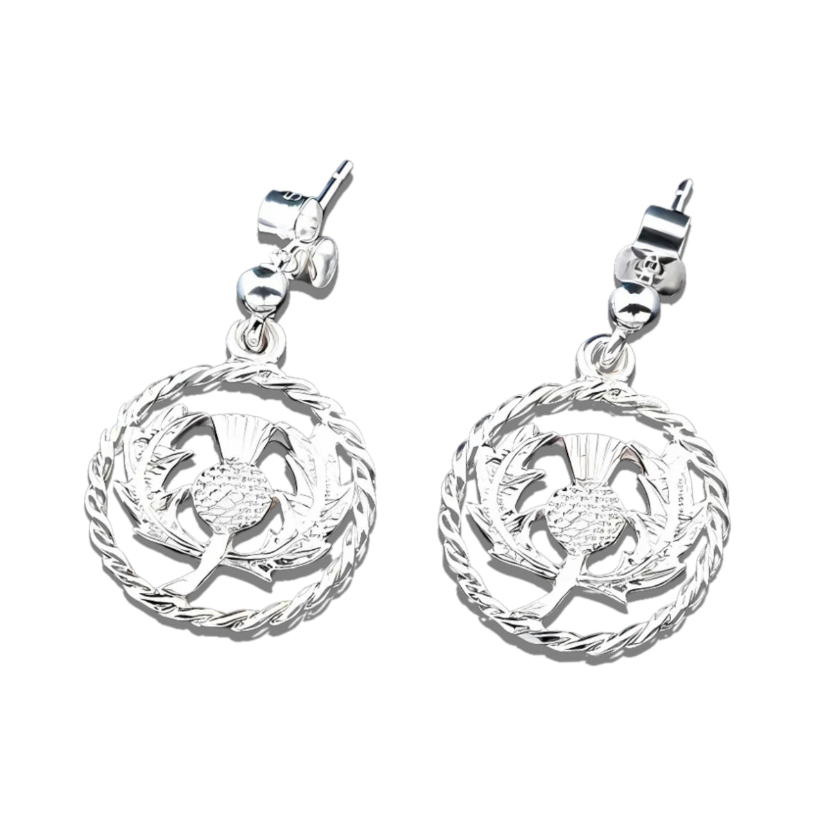 Sterling Silver or Gold Thistle Earrings - E323 Shetland