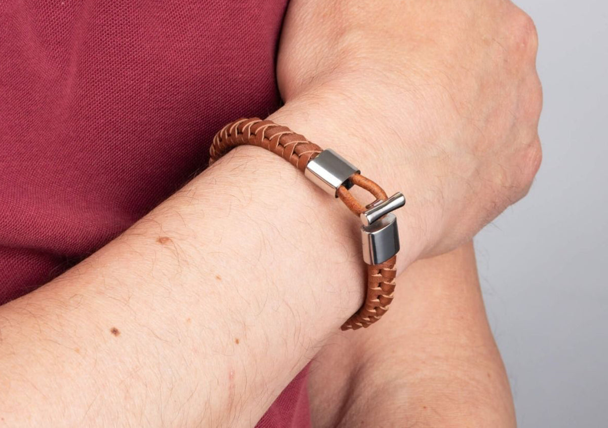 Fred Bennett Brown Leather Bracelet with Steel Buckle -