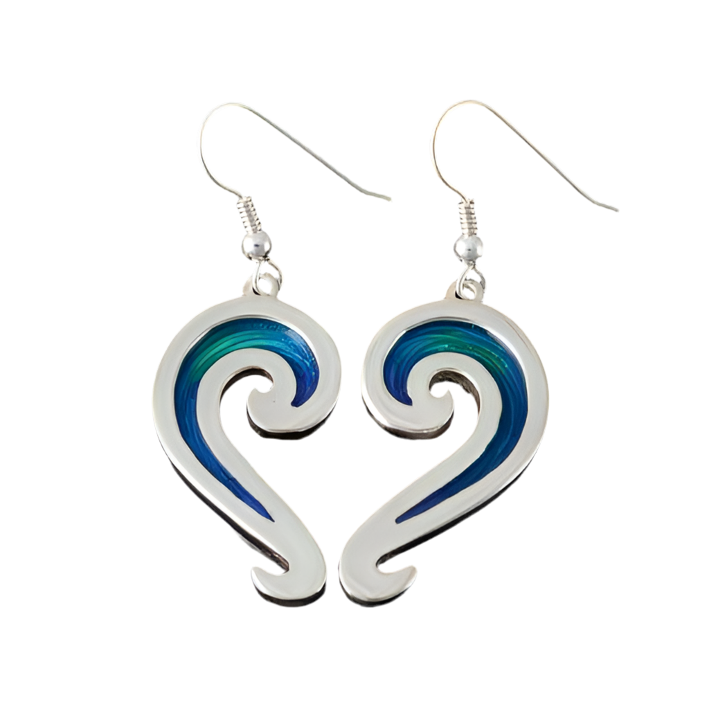 Silver And Enamel Wave Earrings - SSE33 Shetland