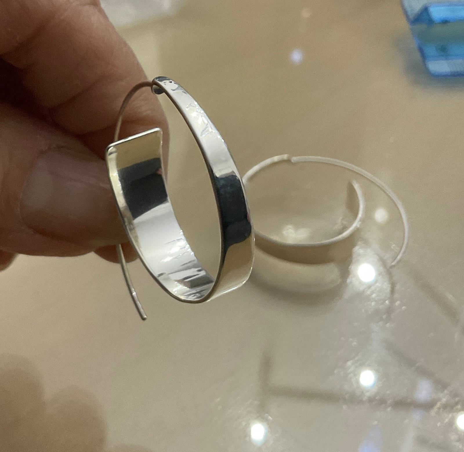 Sterling Silver Drop Hoop Earrings Tokash