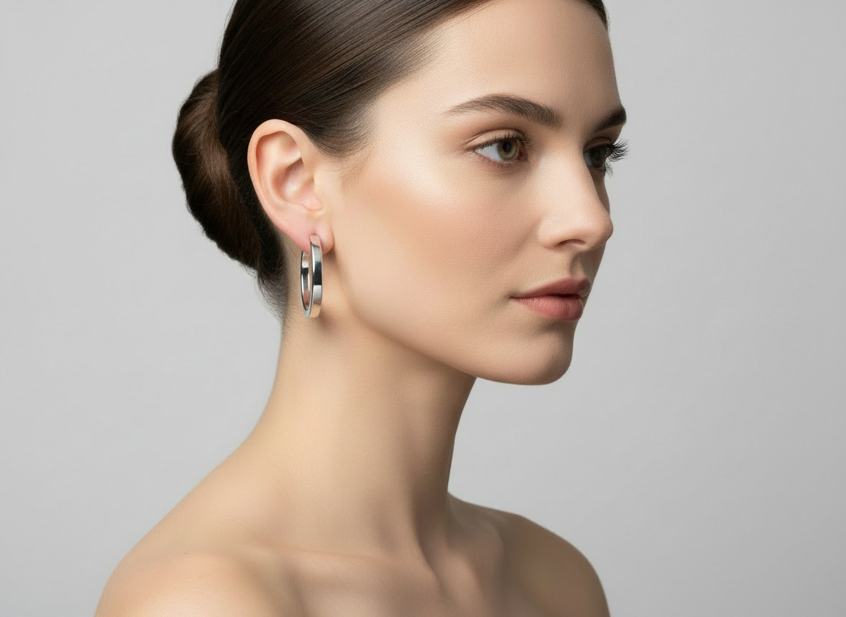 Sterling Silver Drop Hoop Earrings Tokash