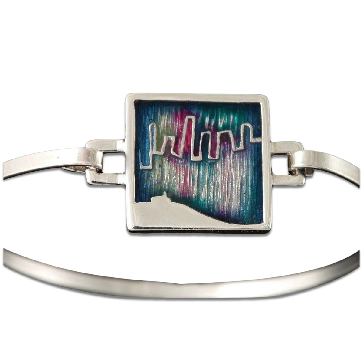 Sterling Silver Mirrie Dancers Square Bangle - MDBA01 Shetland