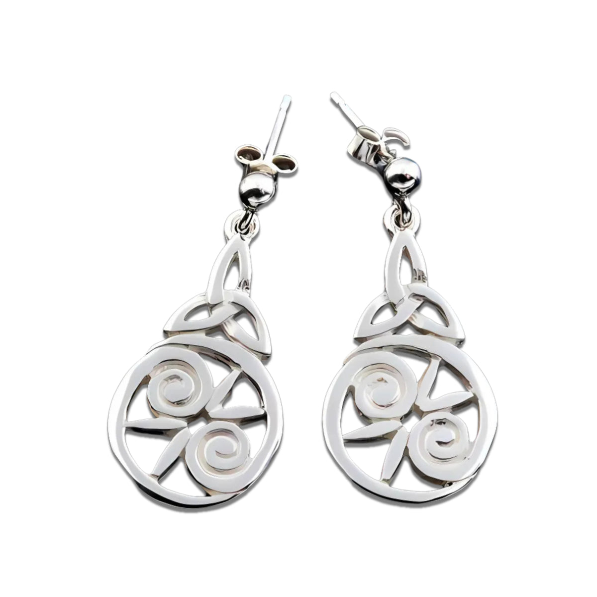 Sterling Silver Or Gold Celtic Earrings - E481 Shetland