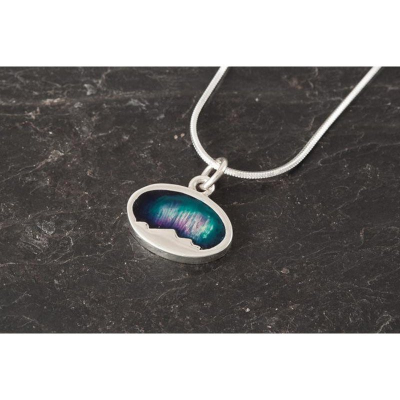 Foula Small Oval Silver Pendant with Enamel - FP501 Shetland